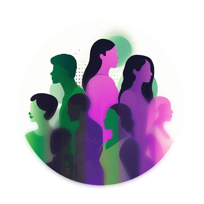Illustration of people inside a circle.